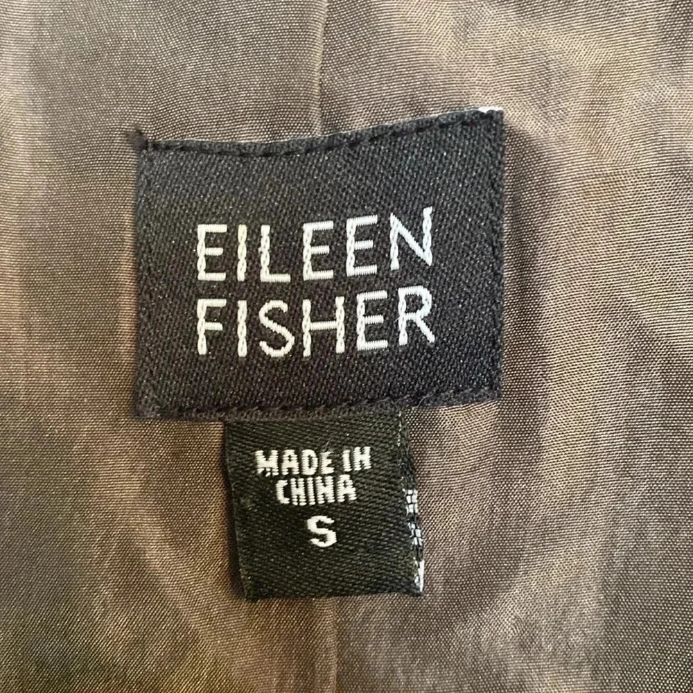 Eileen Fisher 100% silk brown/gray long sleeve collar jacket - Picture 2 of 7